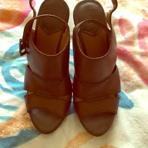 Lucky Brand Leather Peep Toe Heels